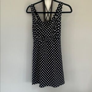 Lands End Black and White Polka Dot Long Tankini Top - Sz 10DDD NWOT